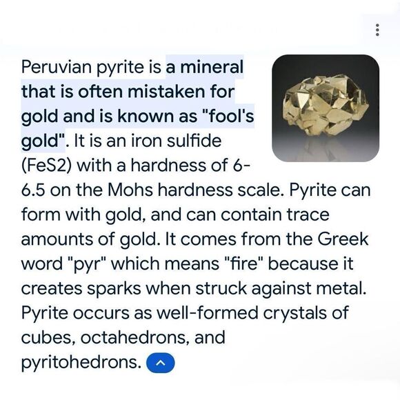 Pyrite Natrual Stone From Peru (10 oz.) Beautiful Gold Colored Specimen - Picture 12 of 13